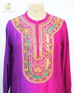 Fuchsia & Violet Ombré Silk Festive Kurta Set - Image 4