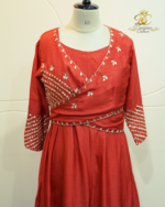 Crimson Elegance Angrakha-Style Maxi Dress - Image 3