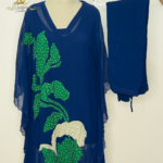 Designer Leaf Applique Royal Blue Kaftan Set