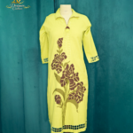Lime Green Floral Cutwork Kurti with Statement Applique – Designer Couture Exclusive