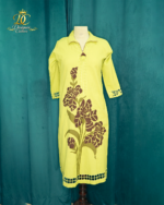 Lime Green Floral Cutwork Kurti with Statement Applique – Designer Couture Exclusive
