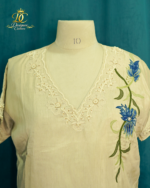 Pearl-Embellished Beige Silk Co-Ord Set - Image 2