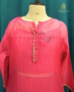 Rose Pink Chanderi Silk Anarkali Set with Textured Dupatta - Image 2
