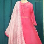 Rose Pink Chanderi Silk Anarkali Set with Textured Dupatta