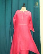 Rose Pink Chanderi Silk Anarkali Set with Textured Dupatta - Image 4