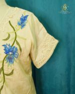 Pearl-Embellished Beige Silk Co-Ord Set - Image 3