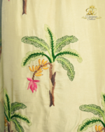 Designer Hand-Embroidered Tropical Palm Motif Silk Kurta Set with Organza Dupatta - Image 4