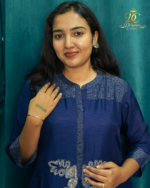 DC Designer Couture Navy Blue Silk Kurti with Intricate Zari & Bead Work - Image 3