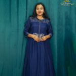DC Designer Couture Navy Blue Silk Kurti with Intricate Zari & Bead Work