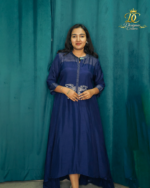 DC Designer Couture Navy Blue Silk Kurti with Intricate Zari & Bead Work