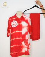 Hand-Beaded Rose Tie-Dye Shirt & Trouser Set