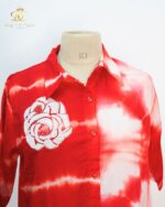 Hand-Beaded Rose Tie-Dye Shirt & Trouser Set - Image 3