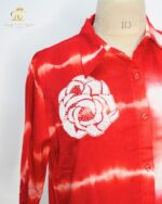 Hand-Beaded Rose Tie-Dye Shirt & Trouser Set - Image 4