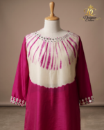 Radiant Pink & Off-White Hand-Dyed Silk Kurta Set - Image 2