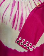 Radiant Pink & Off-White Hand-Dyed Silk Kurta Set - Image 3