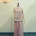 Blush Pink Embroidered Jacket & Draped Skirt Set