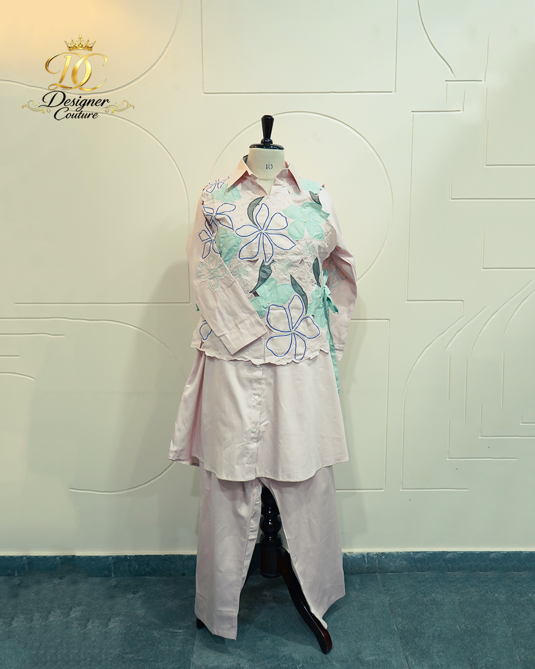 17 Blush Pink Floral Appliqué Co-Ord Set - Image 1