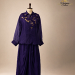 Deep Purple Sequin-Appliqué Collared Co-ord Set