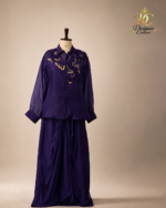 Deep Purple Sequin-Appliqué Collared Co-ord Set