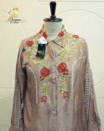 Taupe Silk Floral Embroidered Co-Ord Set - Image 2
