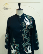 Midnight Black Crane Hand-Embroidered Co-Ord Set - Image 2