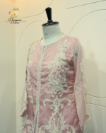 Blush Pink Embroidered Jacket & Draped Skirt Set - Image 2