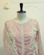 Blush Pink Embroidered Jacket & Draped Skirt Set - Image 3