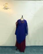 Royal Indigo & Wine Handloom Silk Poncho Set