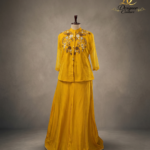 Sunshine Mustard Mandarin Collar Short Kurti Skirt Co-ord Set