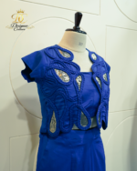 Royal Blue Embellished Jacket & Front-Slit Skirt Co-Ord Set - Image 2
