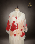 Crimson Bloom Embroidered Organza Co-Ord Set - Image 3