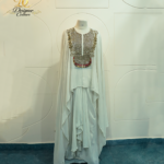 Ivory Mirror-Embellished Cape Kaftan Set