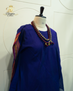 Royal Indigo & Wine Handloom Silk Poncho Set - Image 2