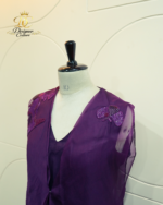 Royal Purple Embellished Georgette Layered Anarkali Set - Image 2