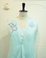 Sky Blue Hand-Embroidered Organza Overlay Indo-Western Gown - Image 3