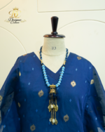 Royal Sapphire Woven Chanderi Kaftan Set - Image 4