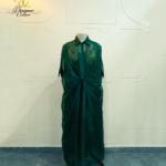 Emerald Green Hand-Embellished Collared Kaftan Dress