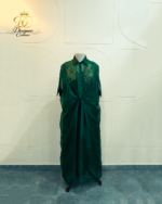Emerald Green Hand-Embellished Collared Kaftan Dress