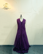 Royal Purple Embellished Georgette Layered Anarkali Set