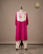 Radiant Pink & Off-White Hand-Dyed Silk Kurta Set