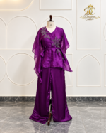 Royal Purple Botanical Hand-Embroidered Kaftan Set