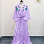 Lavender Front-Tie Floral Appliqué Set