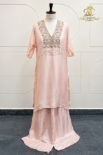 Blush Pink Hand-Embroidered Tunic & Palazzo Set