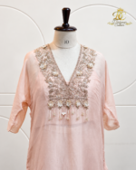 Blush Pink Hand-Embroidered Tunic & Palazzo Set - Image 5