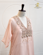 Blush Pink Hand-Embroidered Tunic & Palazzo Set - Image 4