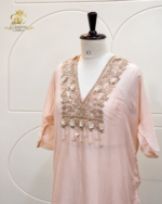 Blush Pink Hand-Embroidered Tunic & Palazzo Set - Image 3
