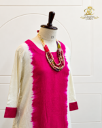 Fuchsia Tie-Dye Asymmetric Kurta Set - Image 6