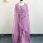 Lilac Embroidered Sheer Kaftan Set