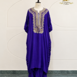 Royal Blue Embroidered Silk Kaftan Set