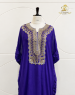 Royal Blue Embroidered Silk Kaftan Set - Image 4